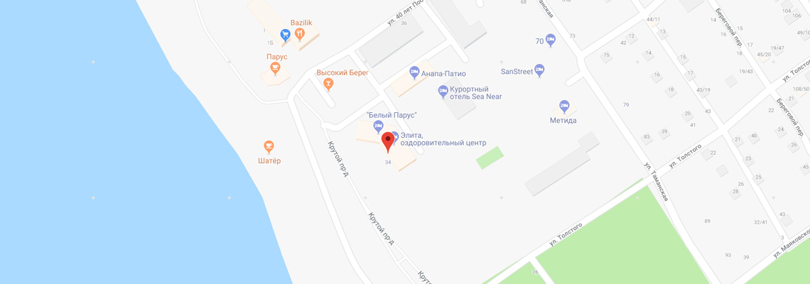 Санаторий Белый парус на карте Анапы